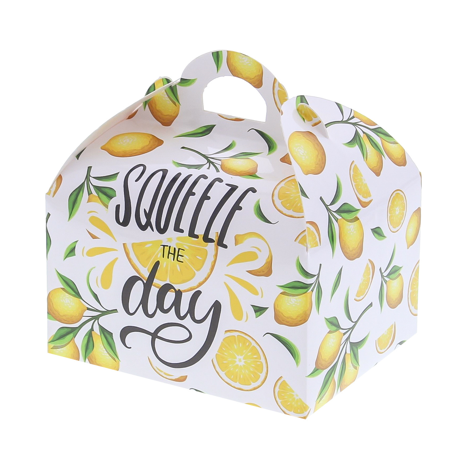 Sweetbox mit Griff 250 gr. "Lemons" squeeze the day - 100*80*110 mm - 50 Stück