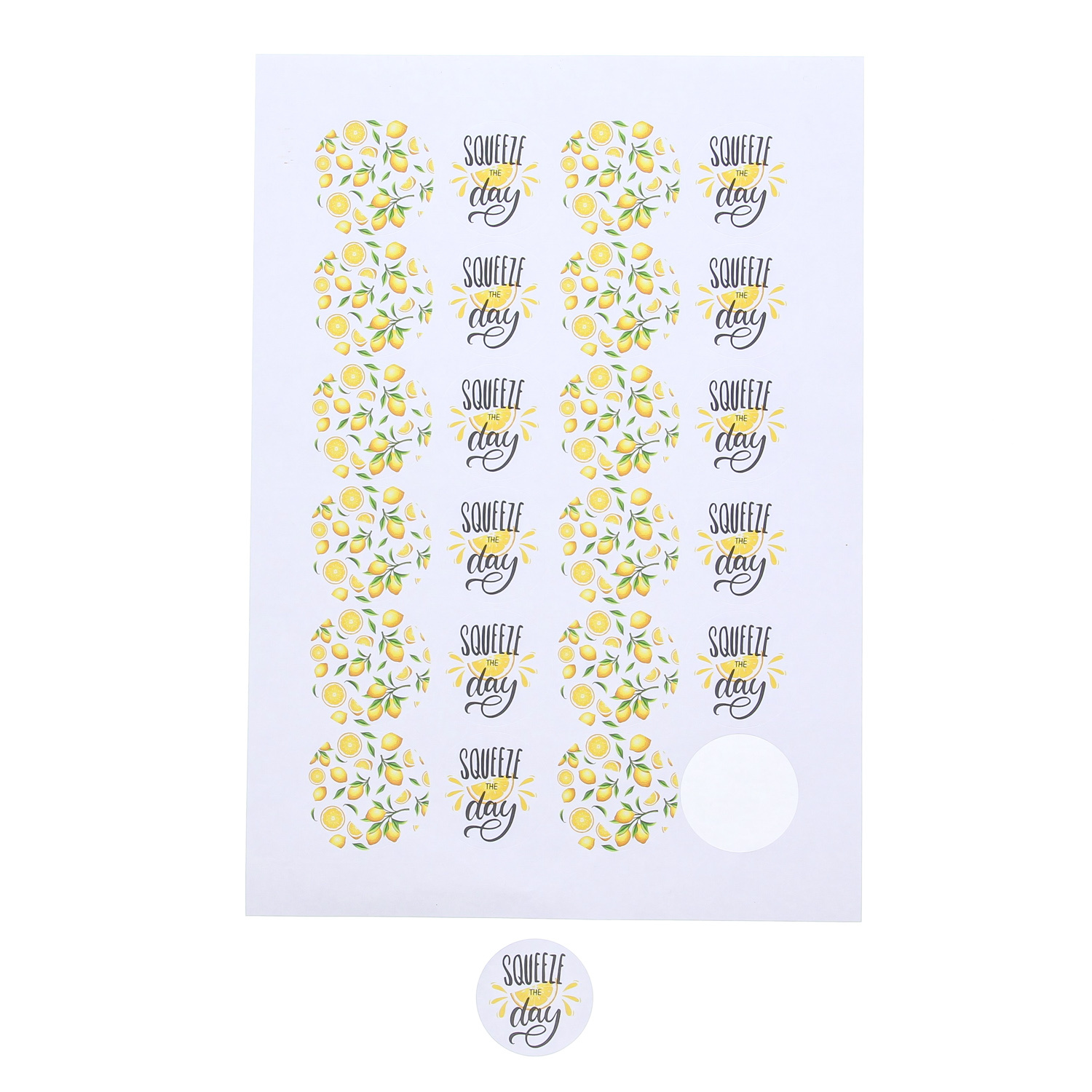 Sticker 4 cm "Lemons" squeeze the day  - 120 pieces