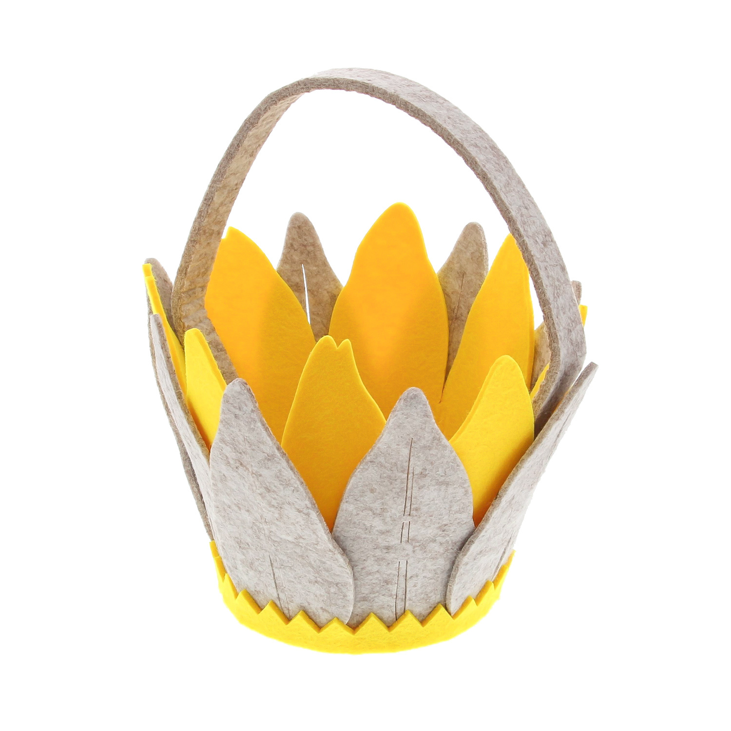 Panier en feutre "Lotus" beige-jaune - 200*200*230 mm - 6 pièces