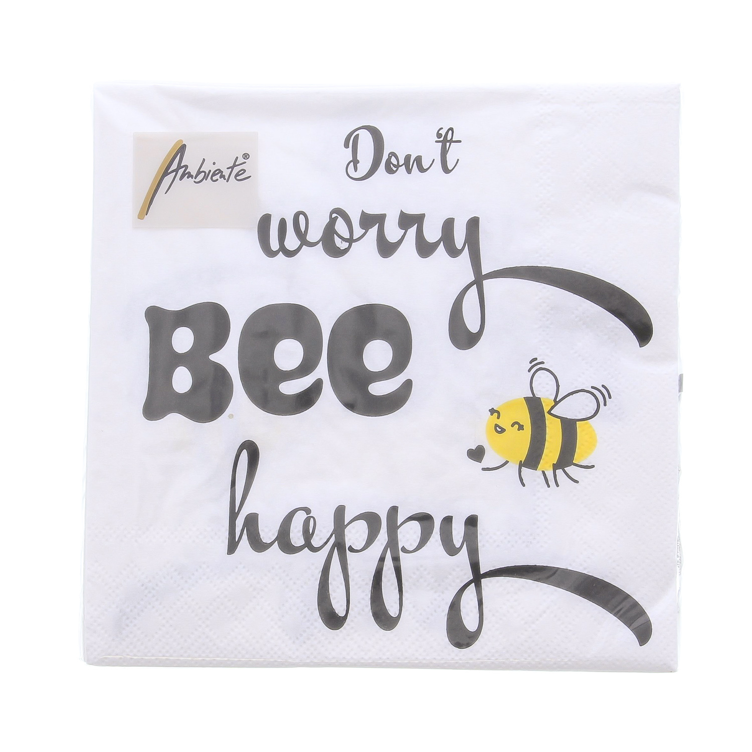 Servet Bee happy  33 cm x 33 cm - 165*165*25 mm - 1 pakje met 20 servetten