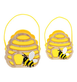 "Bee Happy" beehive basket with handle