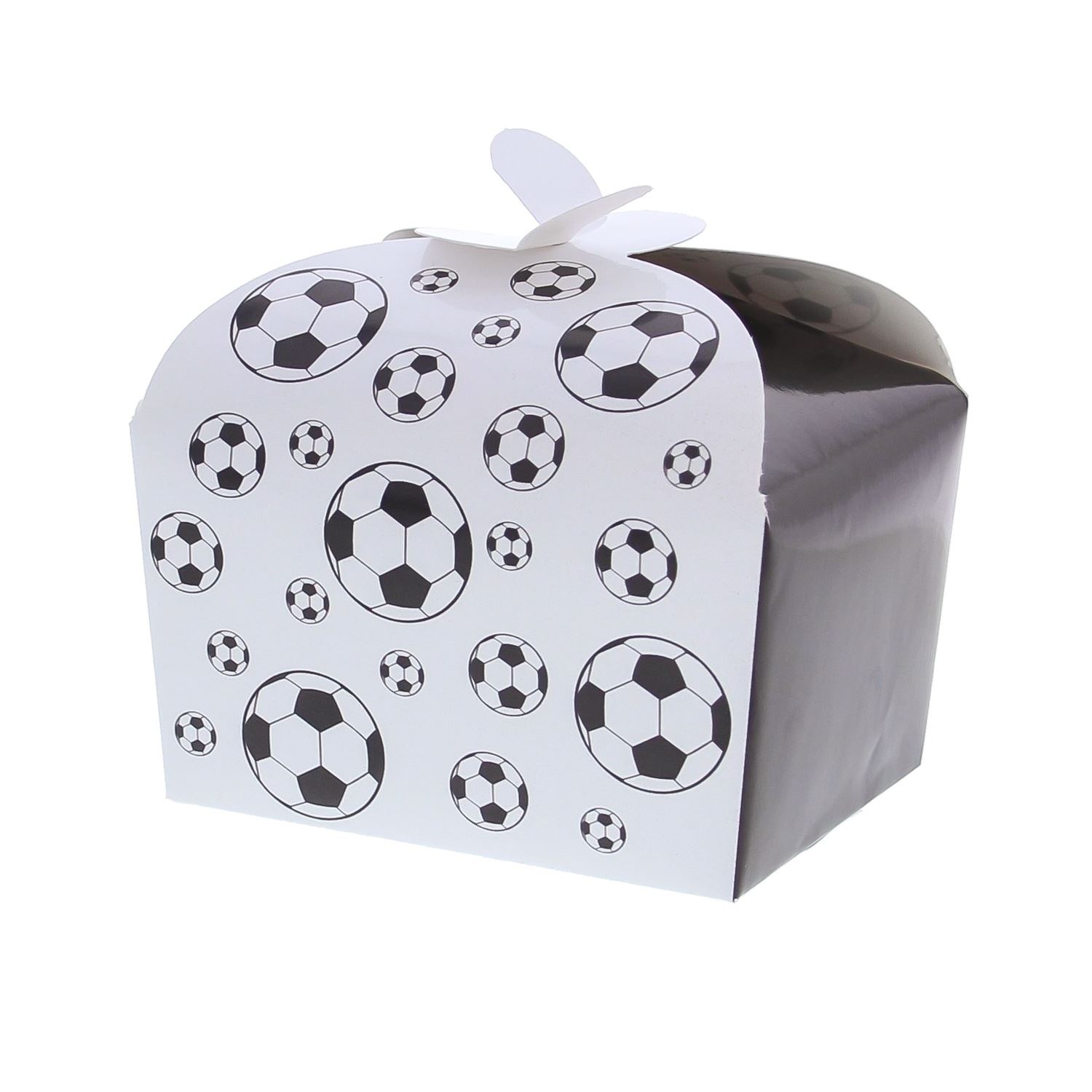 Box mit Schmetterlingsverschluss 250 gr. „Schwarz-weißer“ Fußball- 105*85*85 mm - 48 stuks