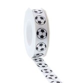 Ruban satin "Football noir & blanc" - 20m*25mm