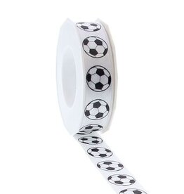 Satin ribbon "Black & white" football