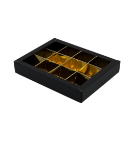 Black box with interior for 12 chocolates