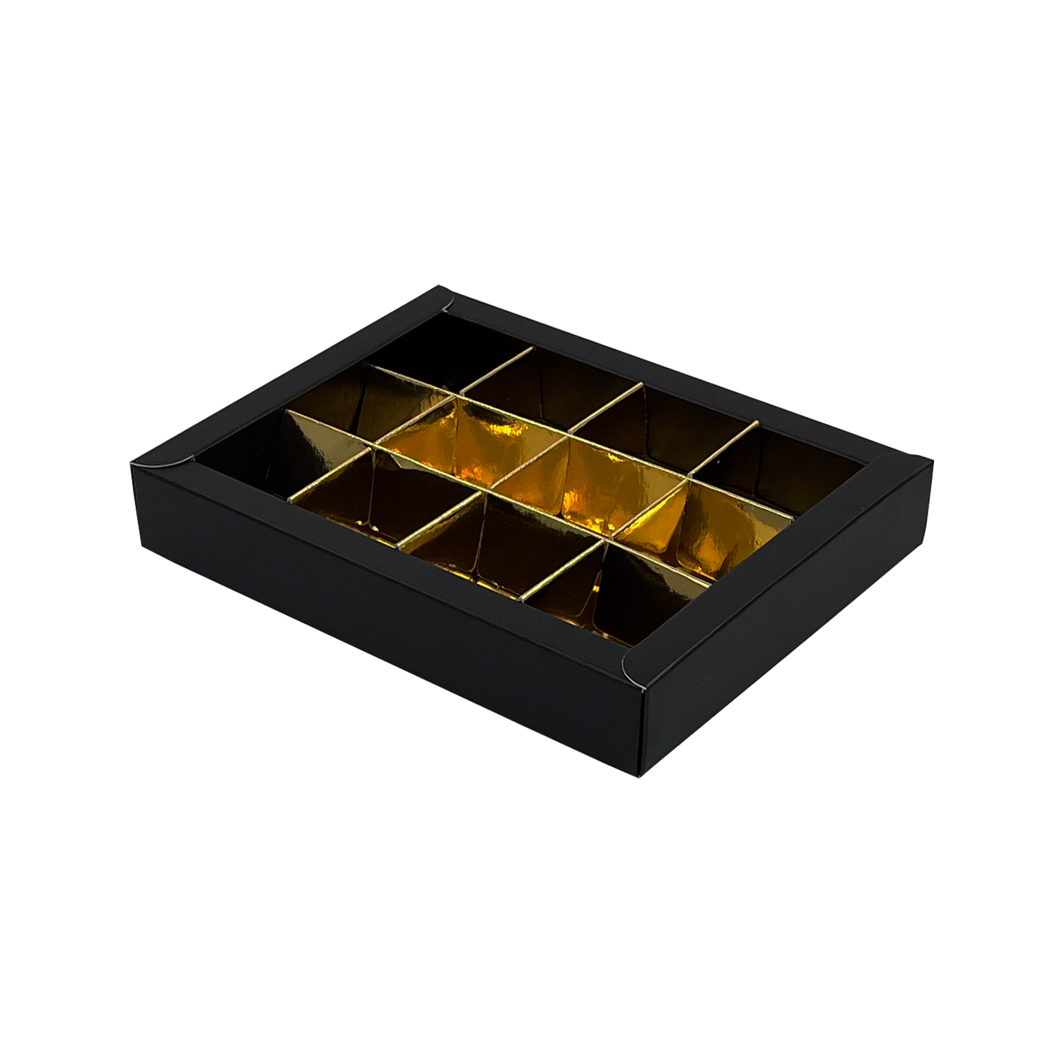 Boîte noir avec interiéur pour 15 pralines - 150*110*27mm - 70 pièces