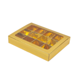 12 vaks doosje met transparante deksel glanzend goud - 150*110*27mm - 70 stuks