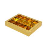 Gold window box with interior for 15 chocolates - 150*110*27mm - 70 pieces