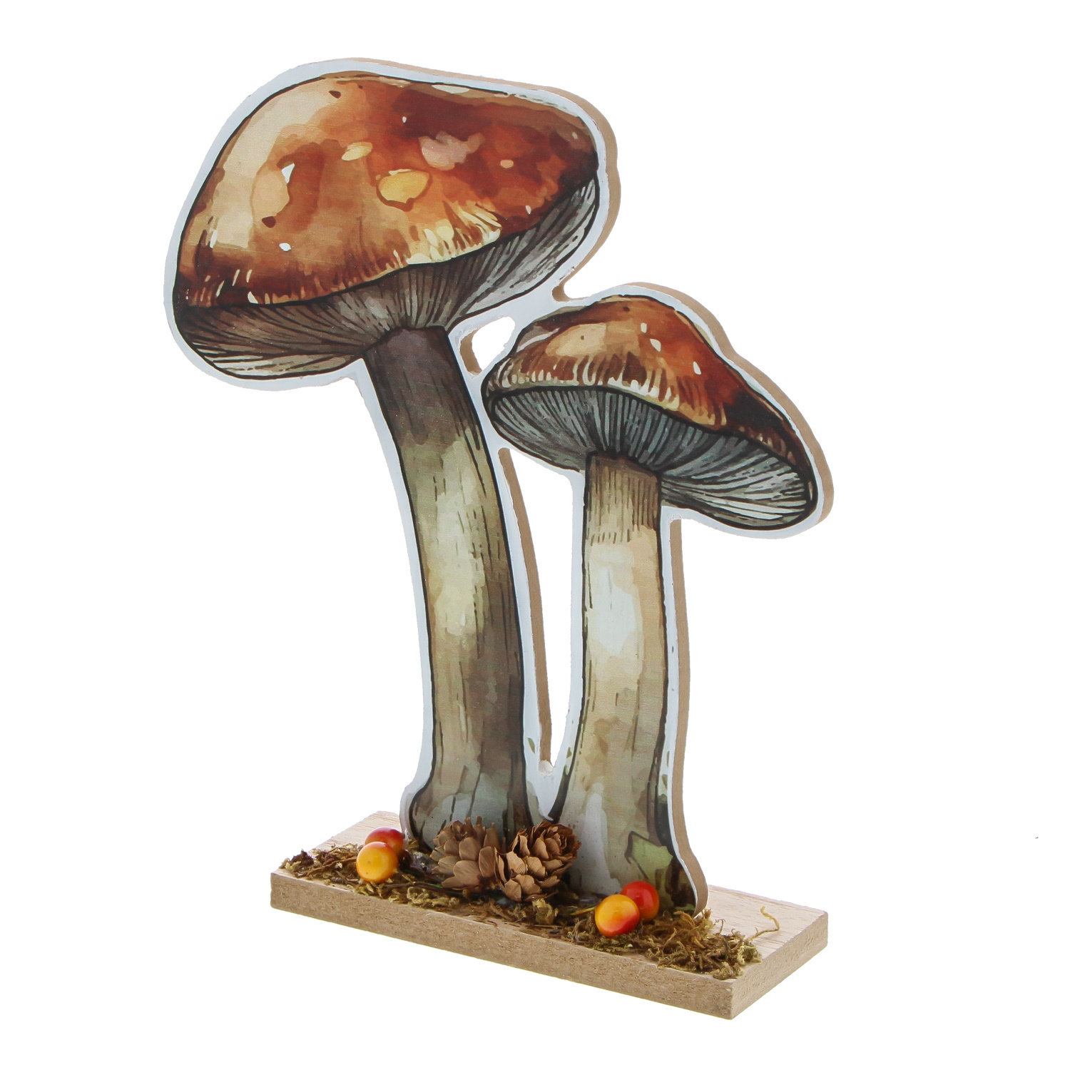 "Autumn scene" deco standing 2 mushrooms
