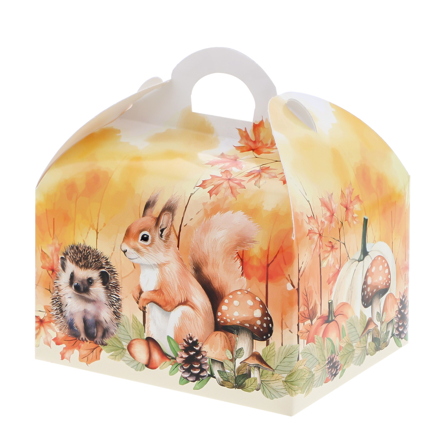 Sweetbox met handvat 250 gram "Autumn scene" - 100*80*110mm  - 48 stuks