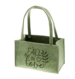 Tragetasche „Fall in love“ 18 cm rauchgrün