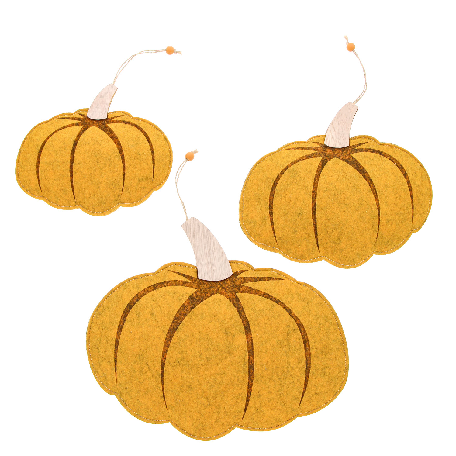 Pendentif déco citrouille 2 sets de 3 pièces - ocre - 330*40*280mm