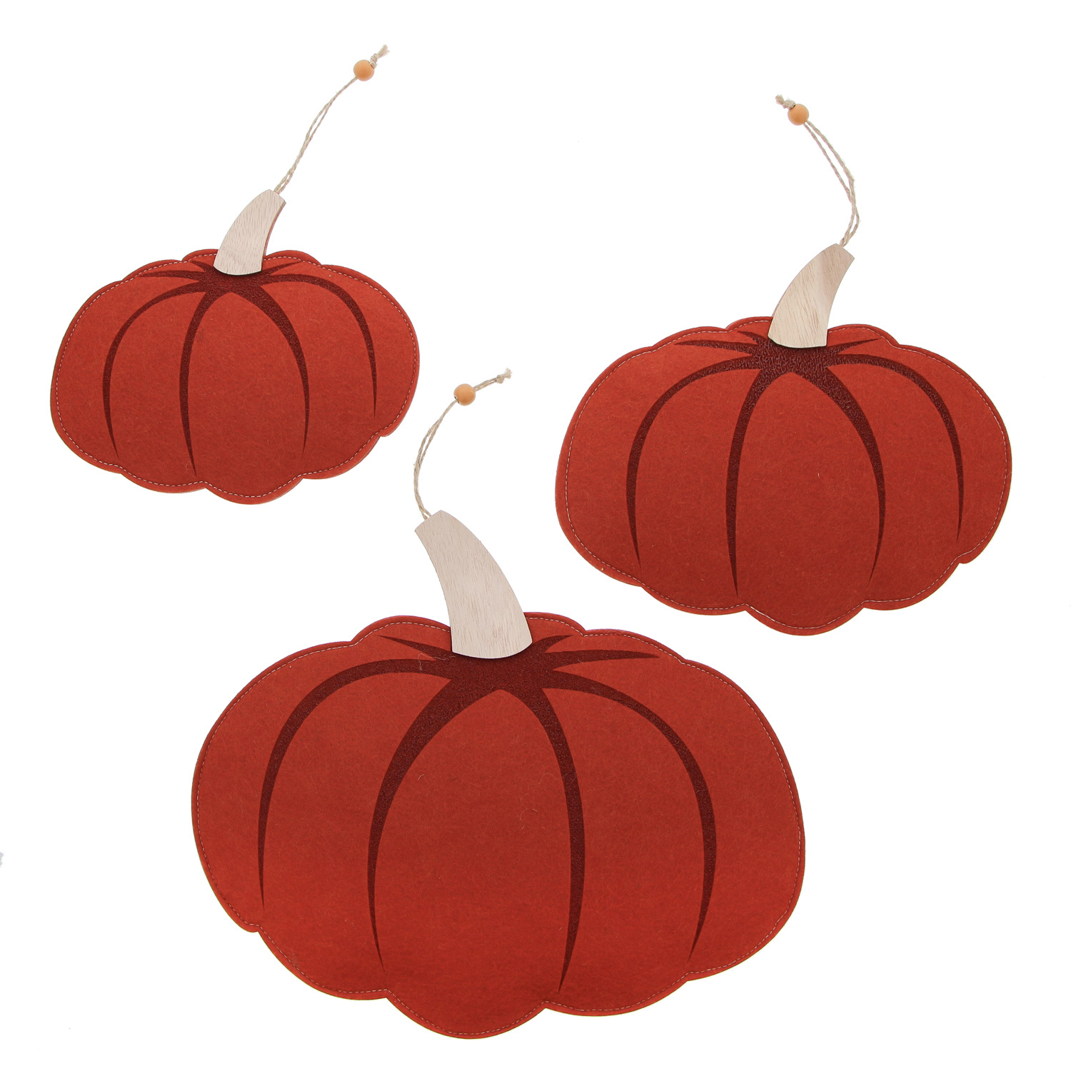 Pendentif déco citrouille 2 sets de 3 pièces - ocre - 330*40*280mm