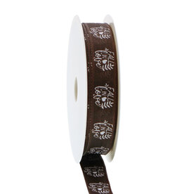 Ribbon with thread "Autumn scene" Fall in love - dark brown