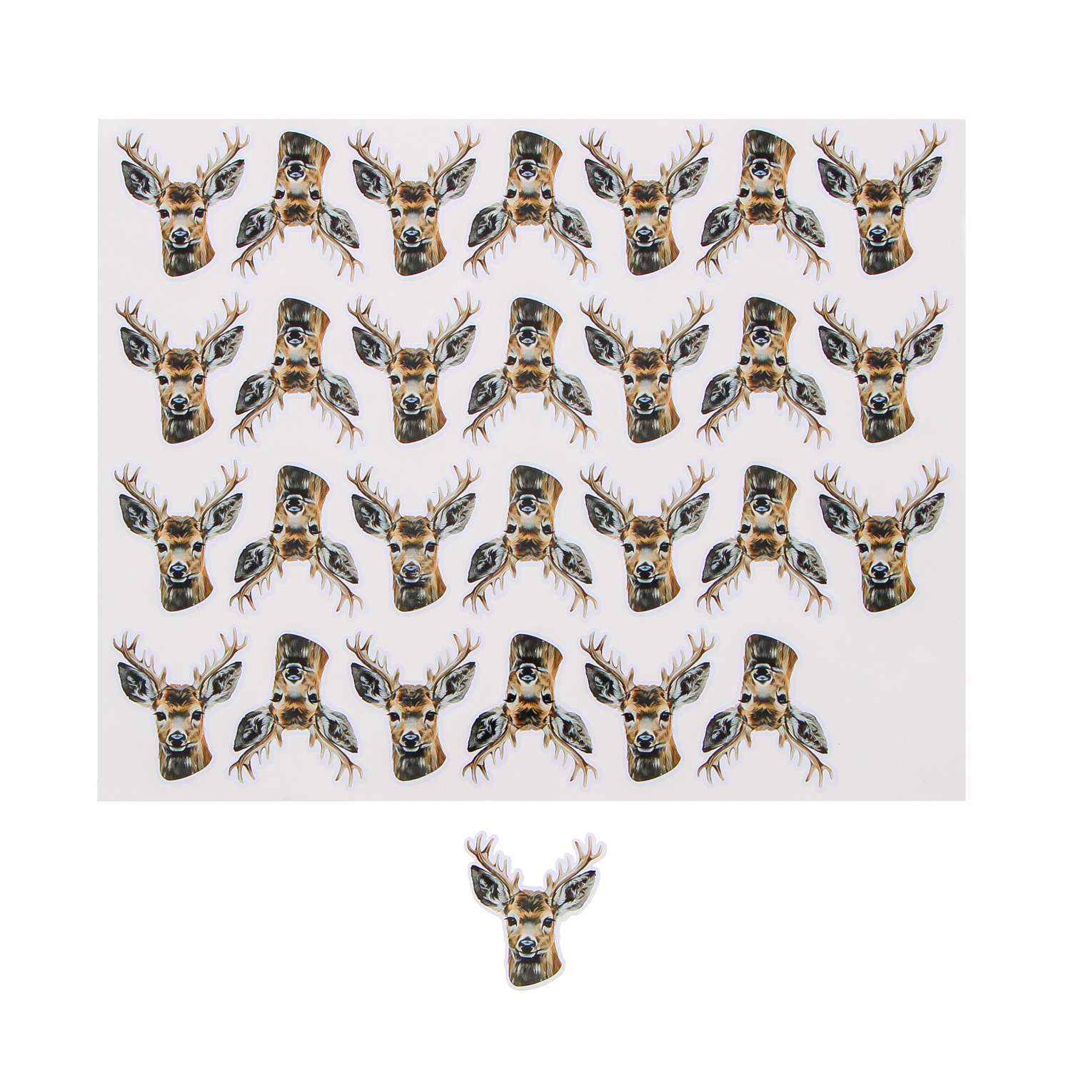 Sticker brillant "Nonde" tête de cerf- 242*205mm - 5x28 = 140 pièces