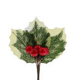 3 holly leaves with 5 red berries - 100*30 mm - 72 pieces