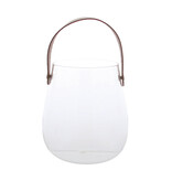 Windlicht met lederen handvat - 127*140mm - 12 stuks