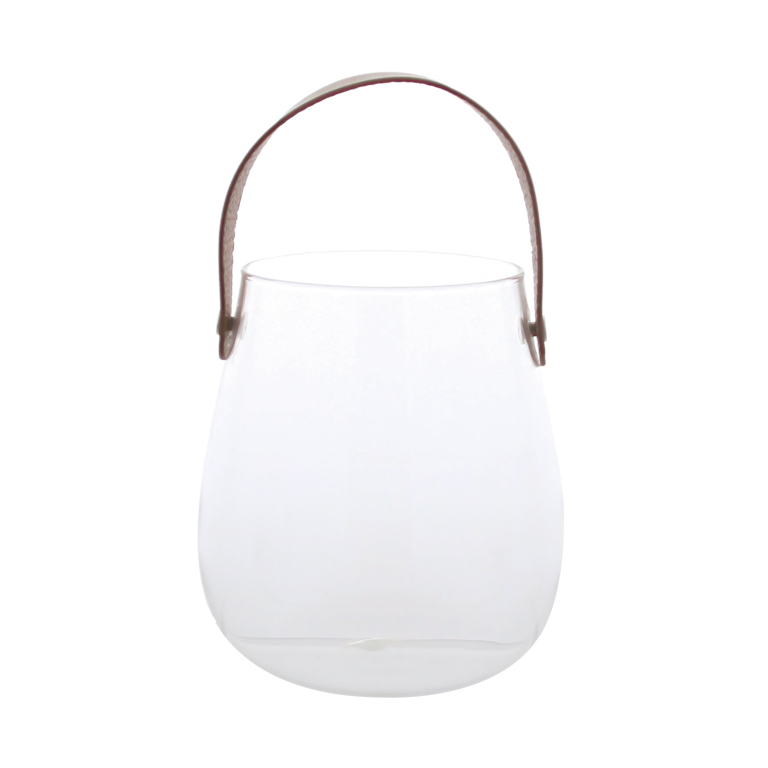 Windlicht met lederen handvat - 127*140mm - 12 stuks