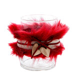 Sparkling love " Plush" theelichthouder met 2 harten bordeaux groot - 4 stuks