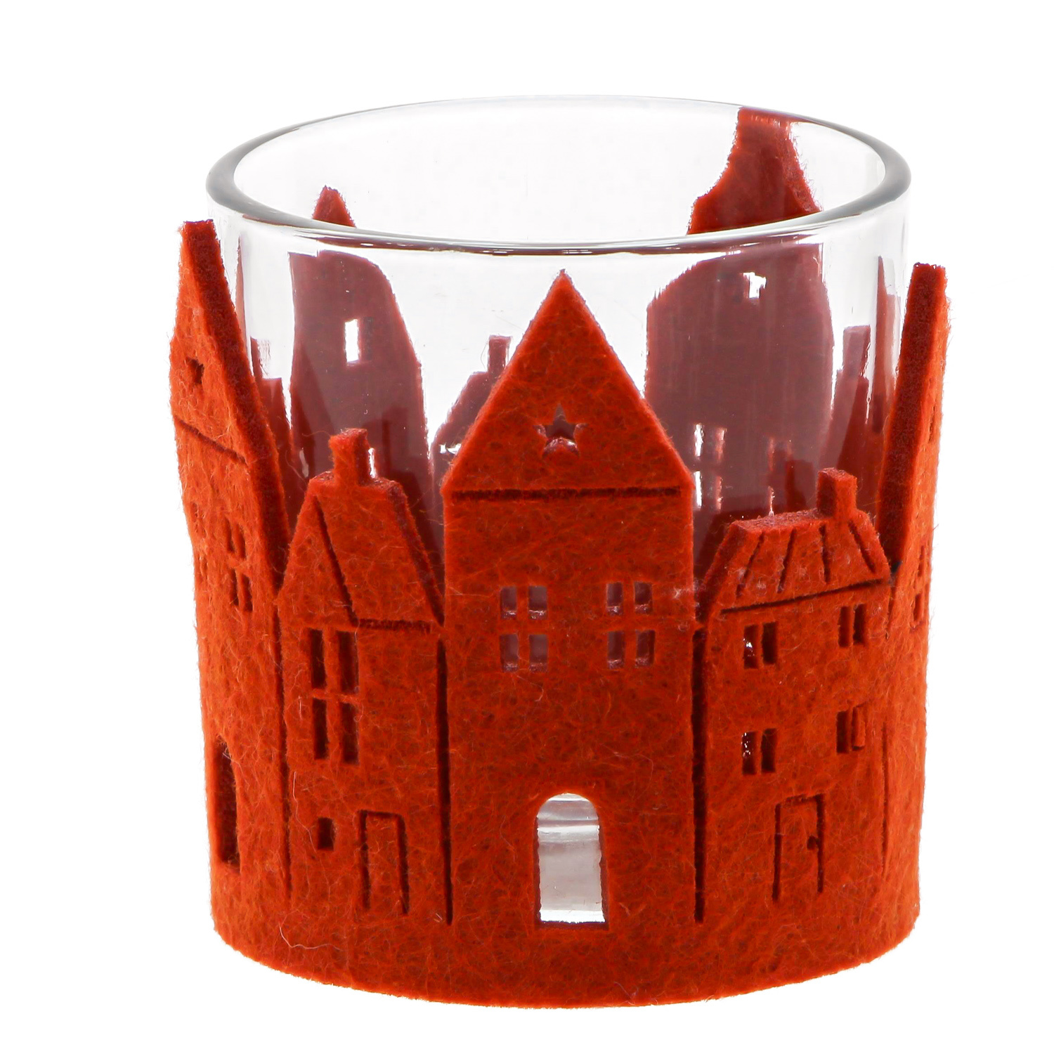 Tealight holder houses in felt rust - 74*78mm - 6 pieces