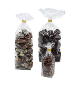 PP sachets à fond croisé avec carton argenté 100x220mm