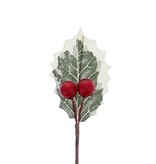 1 grünes Stechpalmenblatt mit 3 roten Beeren - 35*10*90mm - 120 Stück