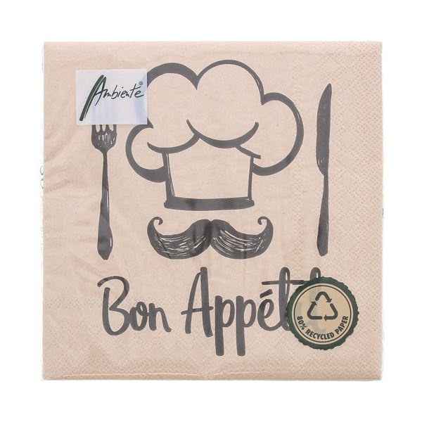 Servet chef "bon appétit" recycled bruin