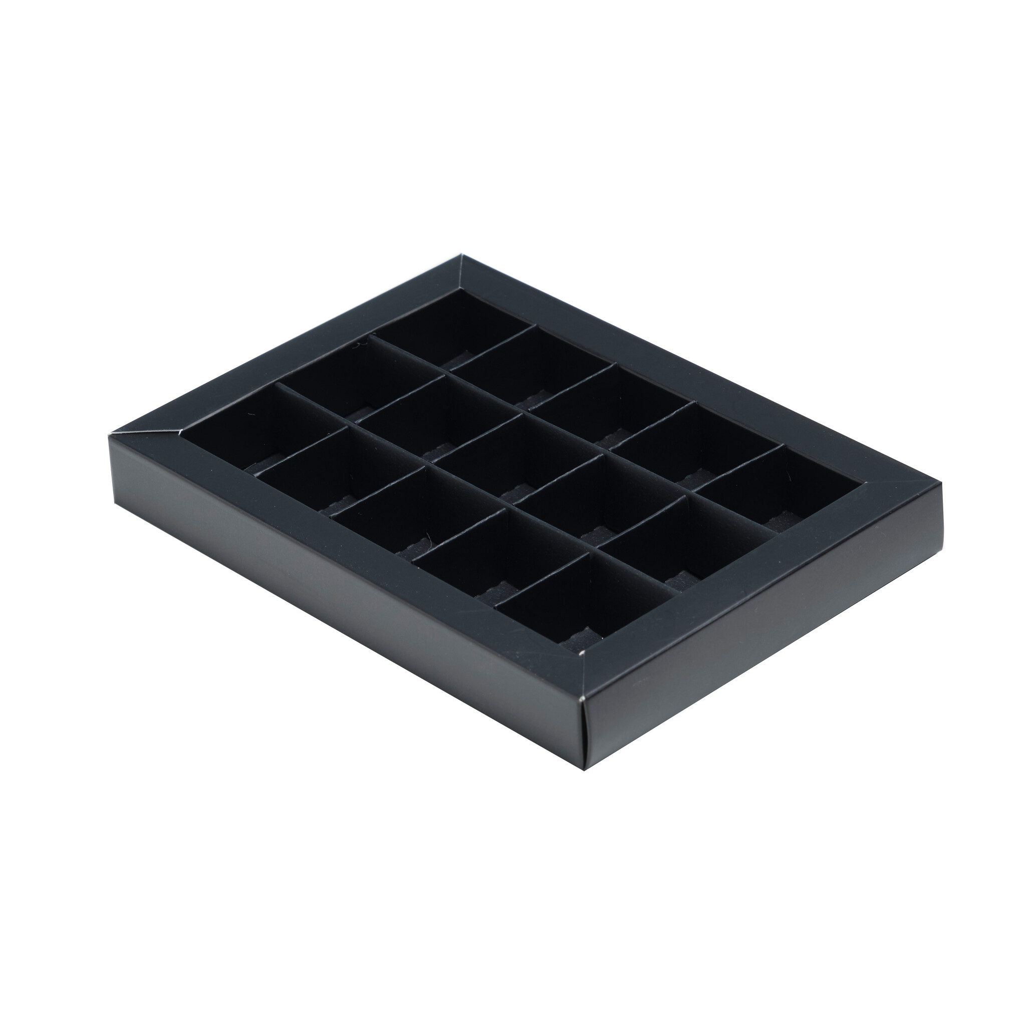 Black window box with interior for 15 chocolates - 175*120*27mm - 50 pieces