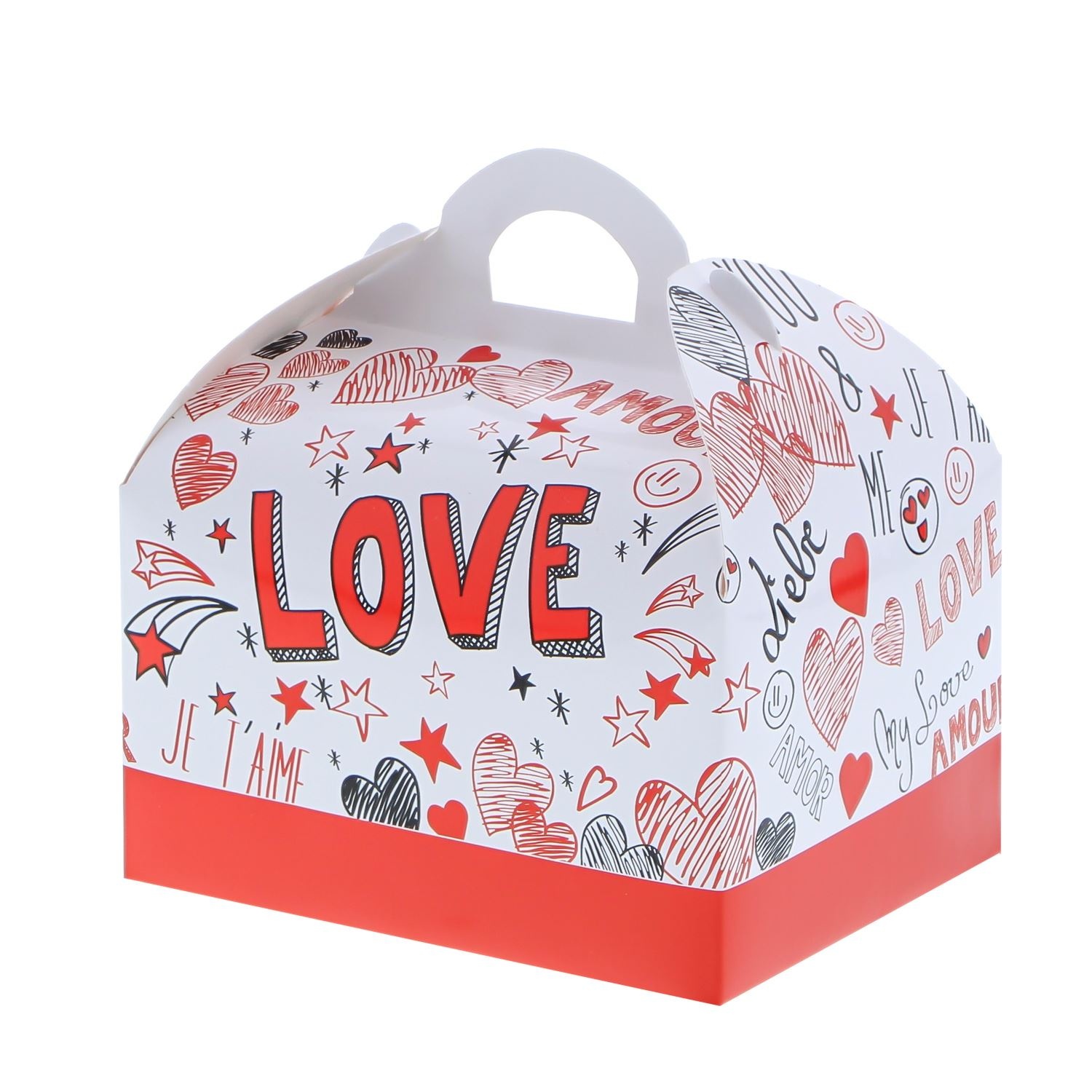 Bonbonnière avec anse 250 gr. "Sparkling Love" - 48 pièces