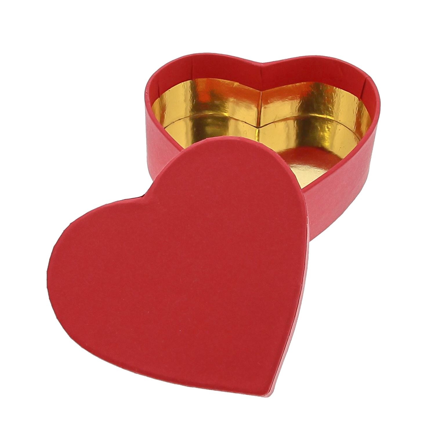 Harten doosje voor bonbons  rood - 75*30*75mm - 50 stuks