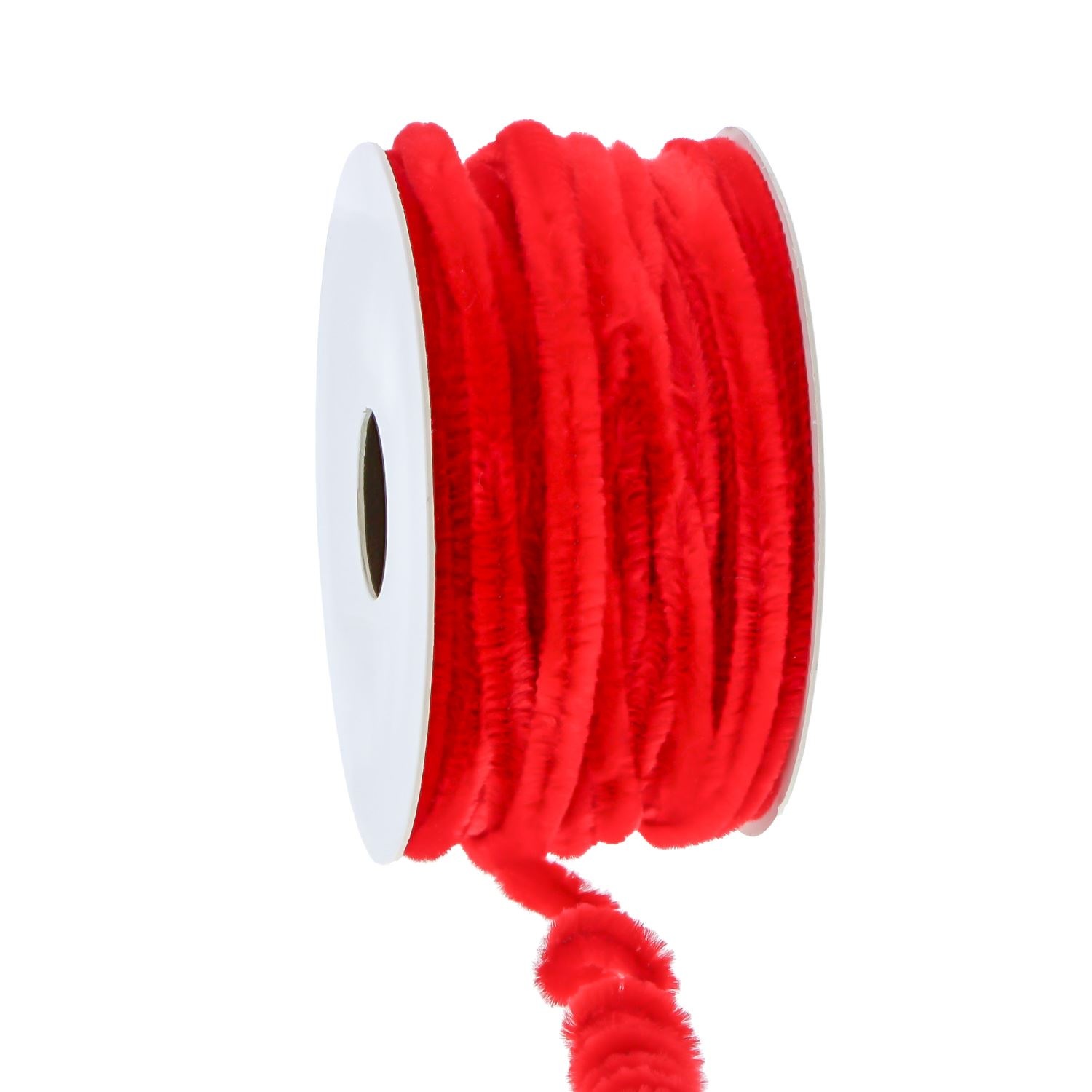 Gelaitonneer koord chenille rood