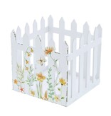 Clôture en dentelle carrée avec imprimé floral 12 cm blanc.