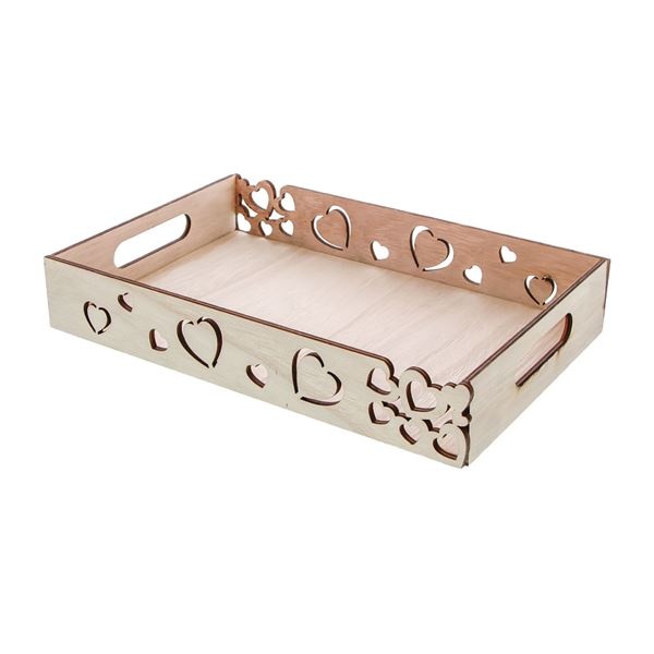 Plateau rectangulaire avec gabarit en forme de coeur