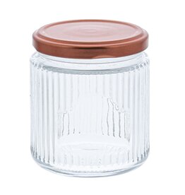 Ribbed jar with lid copper