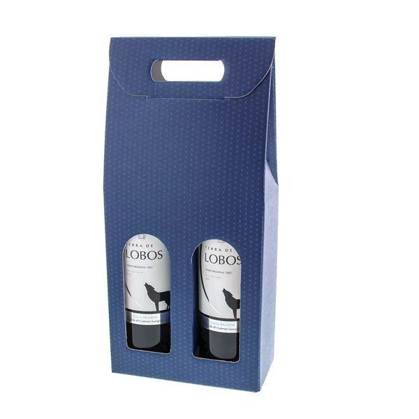 Coffret "Spot" pour 2 bouteille bleu foncé
