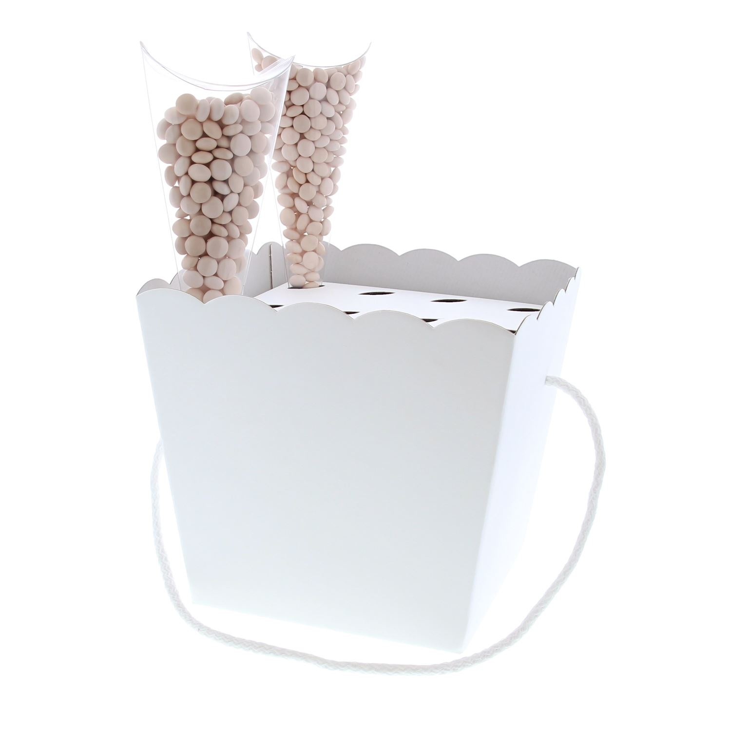 Binnenstuk voor conische mand + koord - bodem 15*15 cm wit