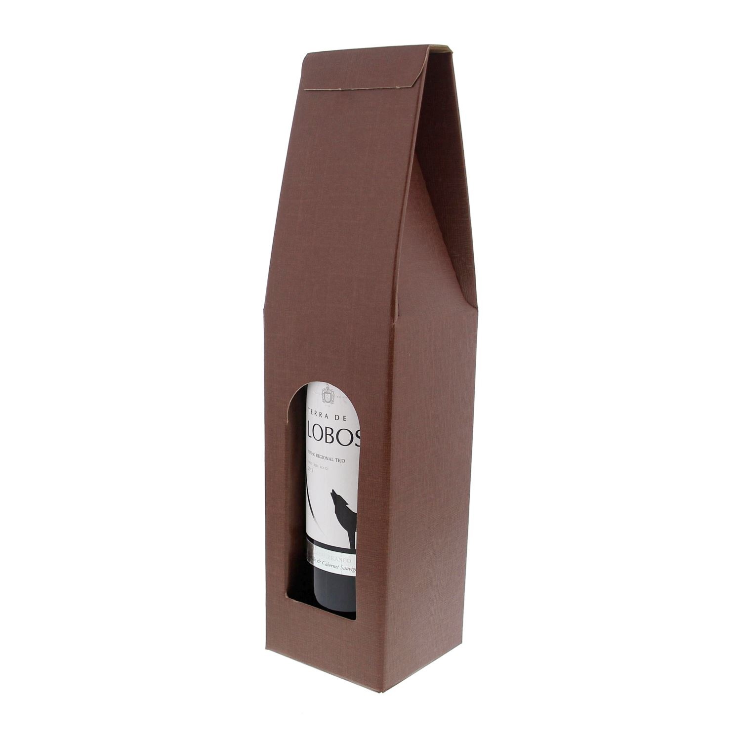 Doos " Seta"  voor 1 fles donker bruin
