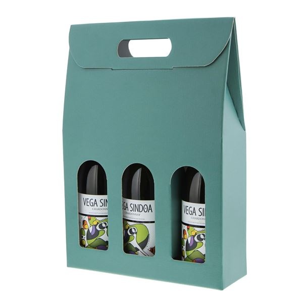Box "Fibra" eucalyptus for 3 bottles