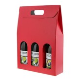 Coffret "Fibra" rouge pour3 bouteilles