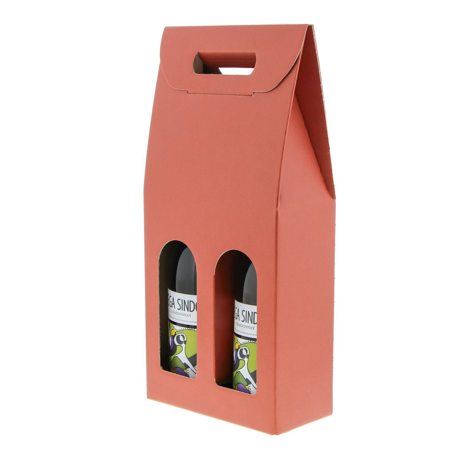 Doos " Seta"  voor 2 fles terra cotta