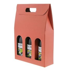 Karton "Seta" für3 Flasche Terrakotta
