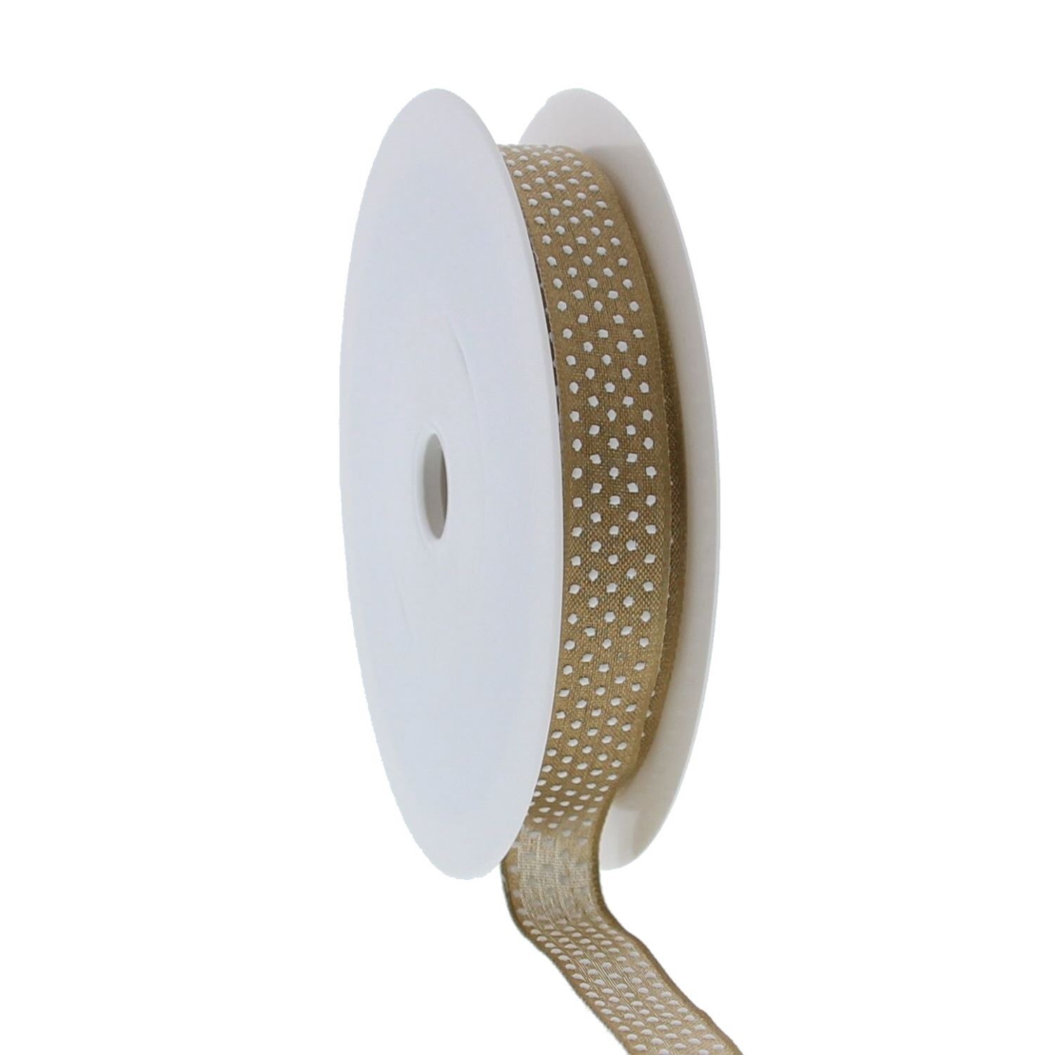 "Puff Dotty"  Band mit Draht  - Gold  - 15mm - 20m