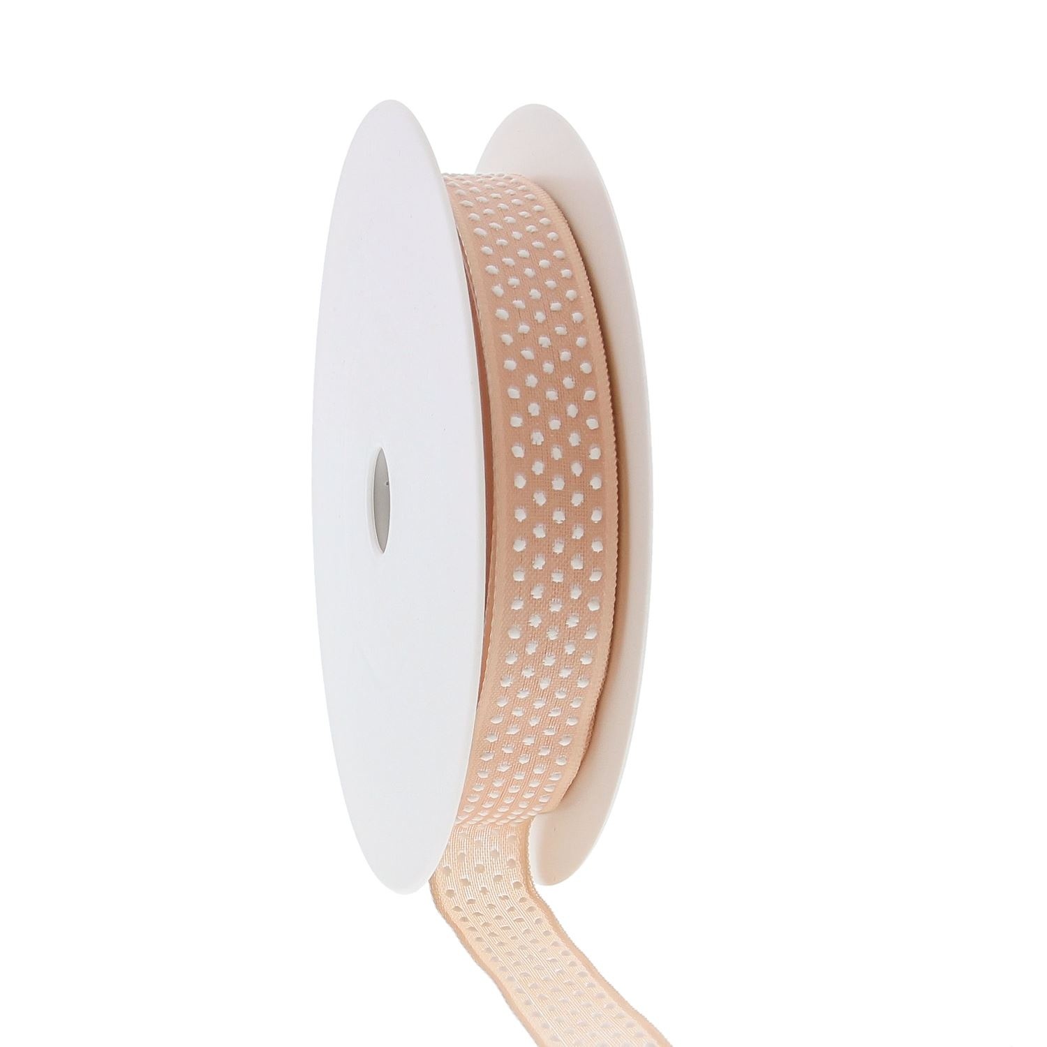 "Puff Dotty"  wired ribbon  - pink - 15mm  - 20m