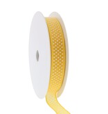 "Puff Dotty"  wired ribbon  - yellow - 15mm  - 20m