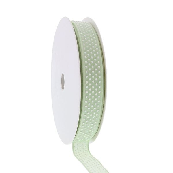 "Puff Dotty"  wired ribbon  - eucalyptus - 15mm  - 20m