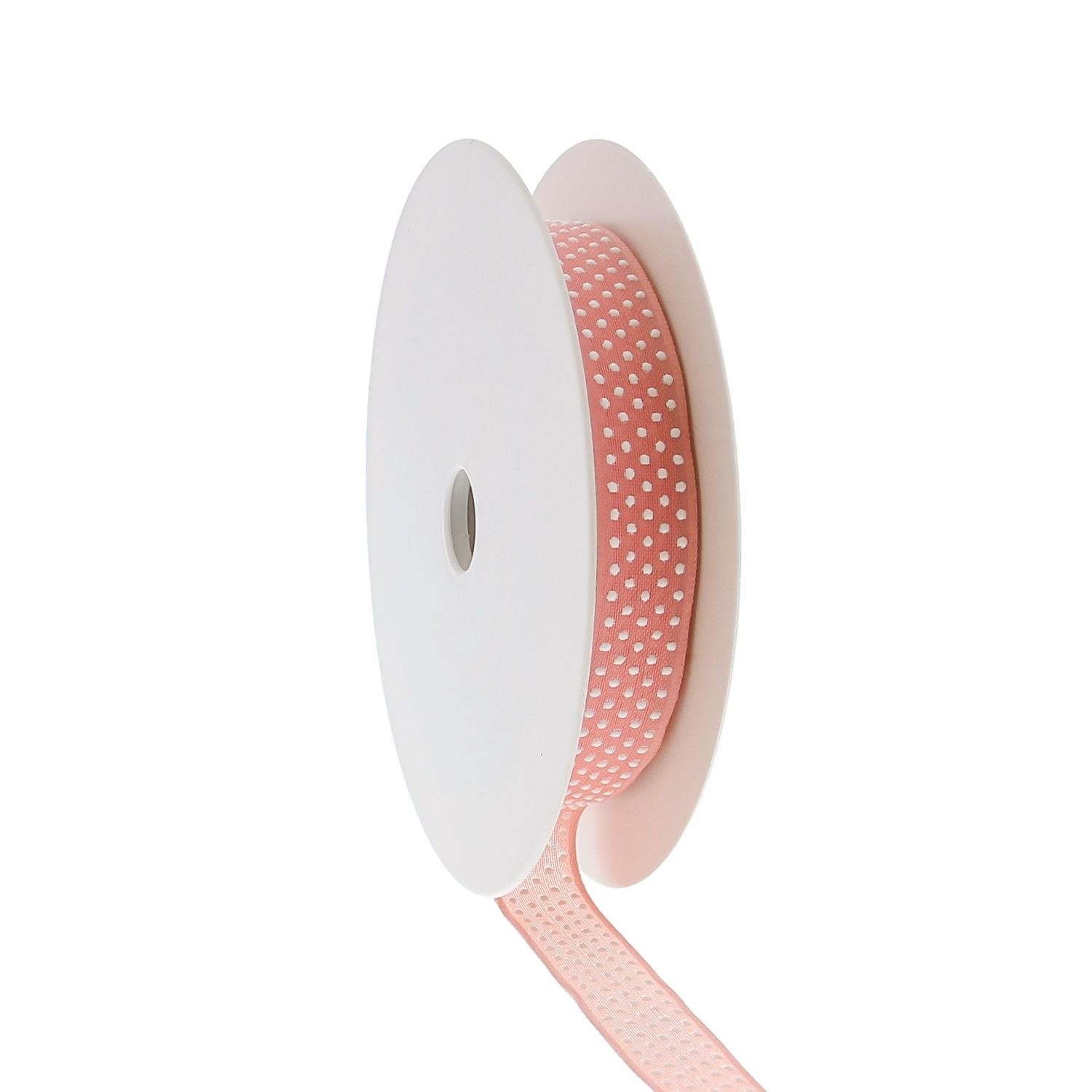 "Puff Dotty"  wired ribbon  - pink - 15mm  - 20m