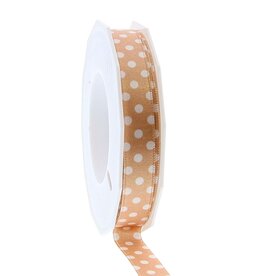 Satin ribbon "Dots" 15mm x 20m - beige