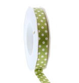 Satin ribbon "Dots" 15mm x 20m - green