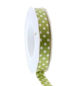 Satin ribbon "Dots" 15mm x 20m - green