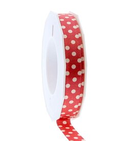 Satin ribbon "Dots" 15mm x 20m - rust
